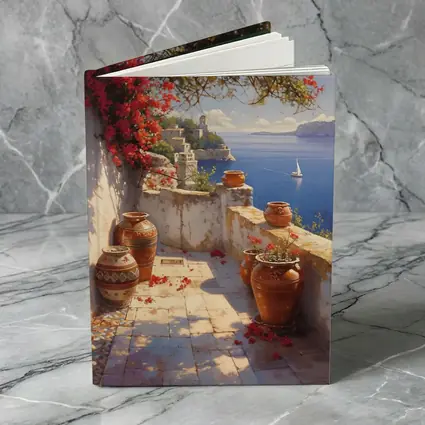 Mediterranean Terrace Bougainvillea Sea View Painting