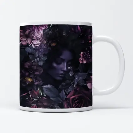 Dark Floral Woman Portrait Purple Roses