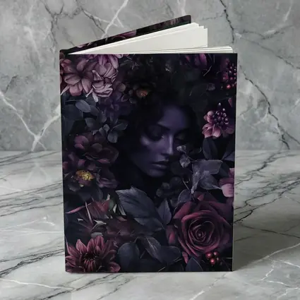 Dark Floral Woman Portrait Purple Roses