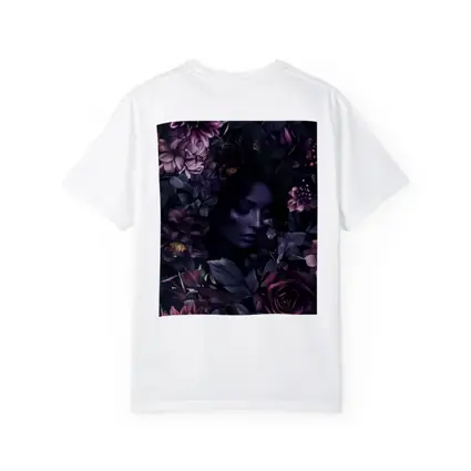 Dark Floral Woman Portrait Purple Roses