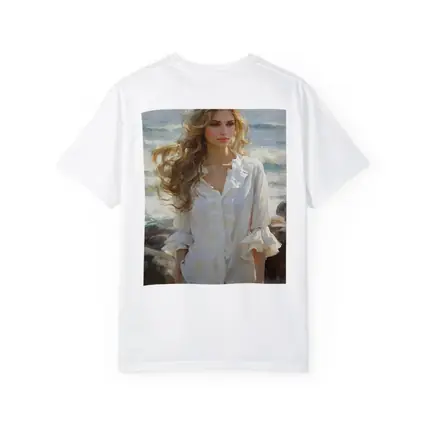 Blonde Woman Oil Painting Beach Waves