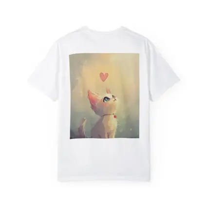White Kitten With Heart Soft Painterly Background