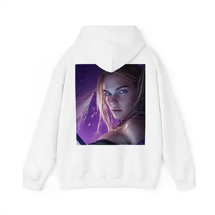 Fantasy Girl Blue Eyes Purple Neon Background