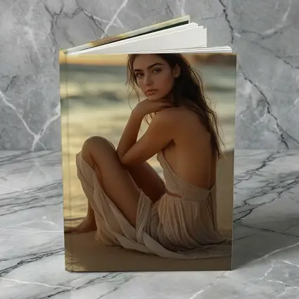 Woman in Beige Dress Sitting Beach Sunset