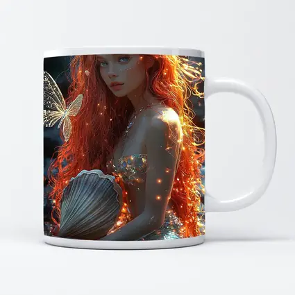 Red Hair Mermaid Glowing Ocean Fantasy Art