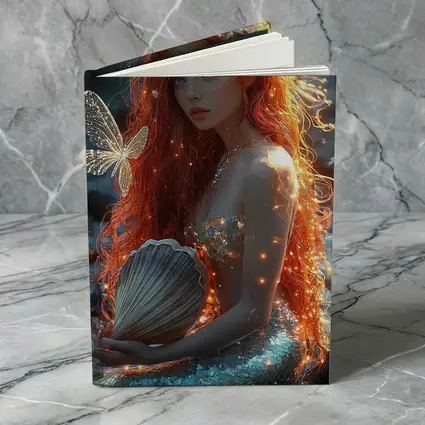 Red Hair Mermaid Glowing Ocean Fantasy Art