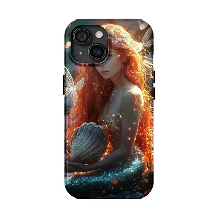 Red Hair Mermaid Glowing Ocean Fantasy Art