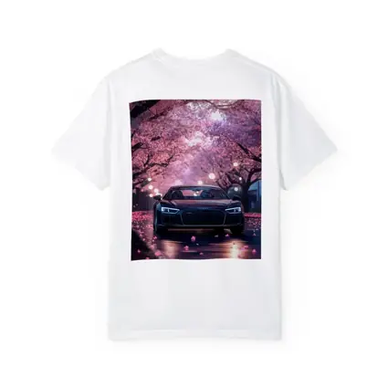 Audi R8 Under Pink Cherry Blossom Trees