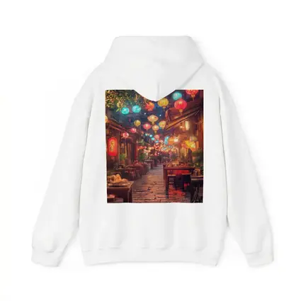 Chinese Lanterns Glowing Over Ancient Street