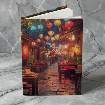 Chinese Lanterns Glowing Over Ancient Street