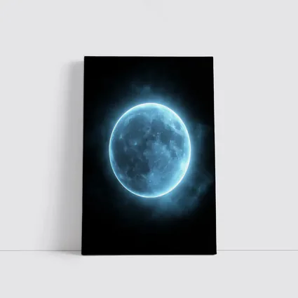 Blue Moon Glowing Against Dark Night Sky