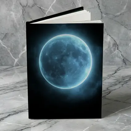 Blue Moon Glowing Against Dark Night Sky