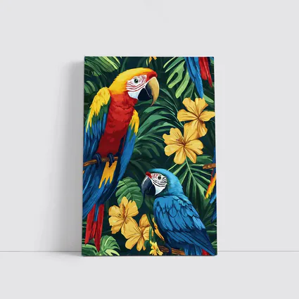 Scarlet Macaw Blue Parrot Tropical Jungle