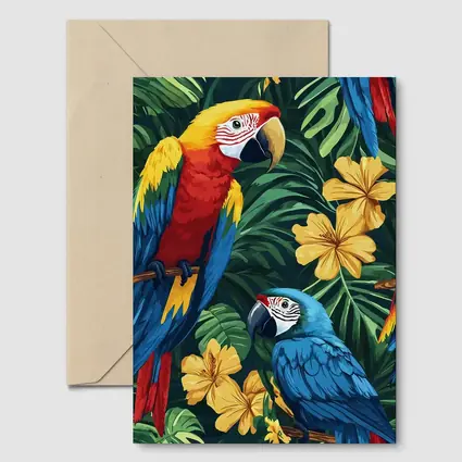 Scarlet Macaw Blue Parrot Tropical Jungle