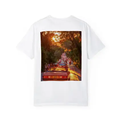 Retro Convertible Car Sunset Tree Road