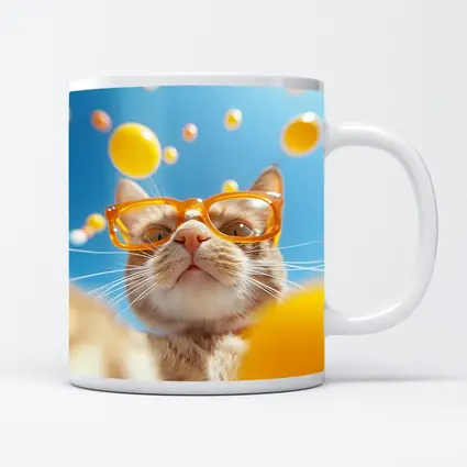 Orange Tabby Cat Wearing Yellow Sunglasses Sky