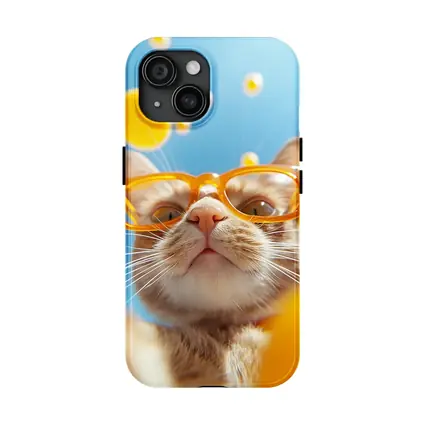 Orange Tabby Cat Wearing Yellow Sunglasses Sky
