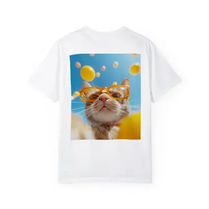 Orange Tabby Cat Wearing Yellow Sunglasses Sky