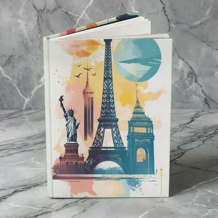 World Landmarks Travel Watercolor Collage Art