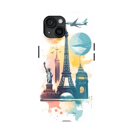 World Landmarks Travel Watercolor Collage Art