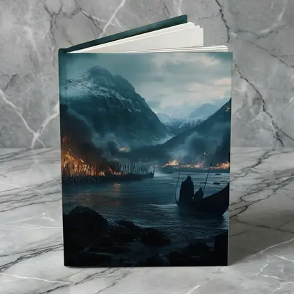 Viking Longship Dark Fjord Battle Scene