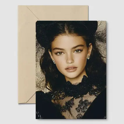 Young Woman Black Lace Fashion Portrait
