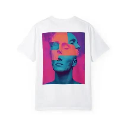 Fragmented Male Face Neon Pop Art