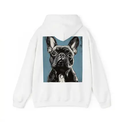 French Bulldog Black White Blue Background Art