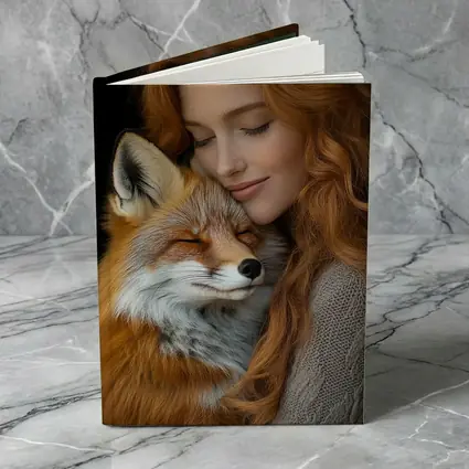 Red Haired Woman Hugging Sleepy Red Fox