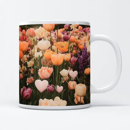 Tulip Field With Heart Shaped Flowers