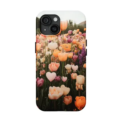 Tulip Field With Heart Shaped Flowers