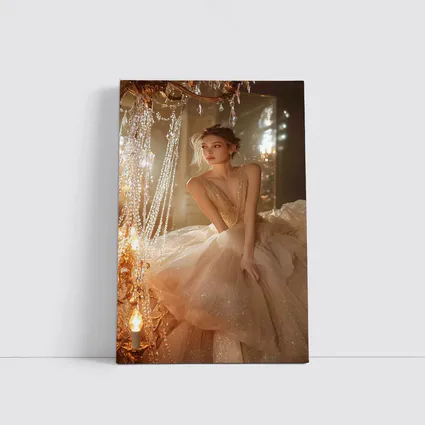 Glittering Ball Gown Woman Chandelier Room