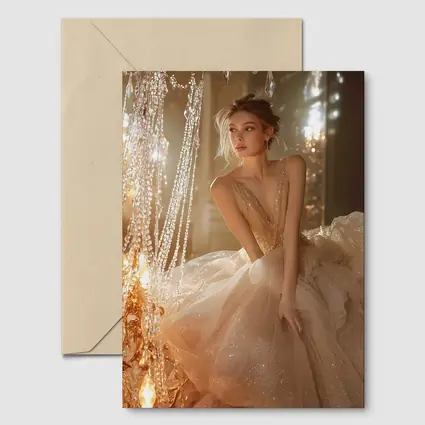 Glittering Ball Gown Woman Chandelier Room