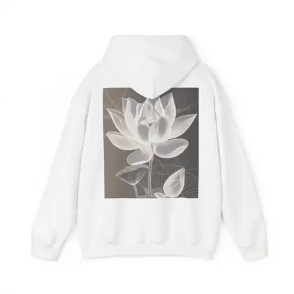 White Lotus Flower Line Art Gray Background