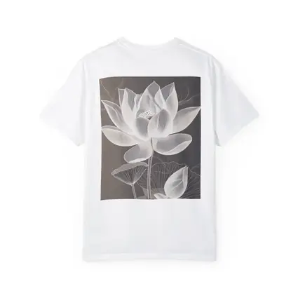White Lotus Flower Line Art Gray Background
