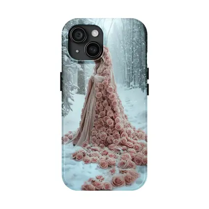 Woman Rose Cloak Snow Winter Forest