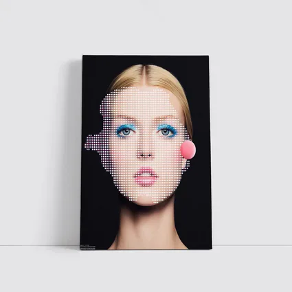 Pop Art Woman Face Blue Makeup Black