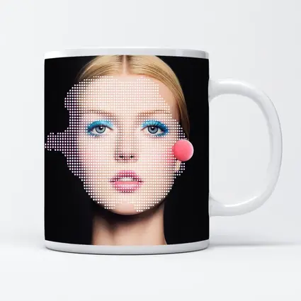 Pop Art Woman Face Blue Makeup Black