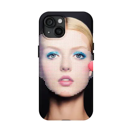 Pop Art Woman Face Blue Makeup Black
