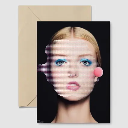 Pop Art Woman Face Blue Makeup Black