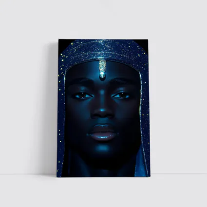 Celestial Portrait Blue Glitter Night Sky