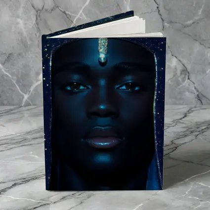 Celestial Portrait Blue Glitter Night Sky