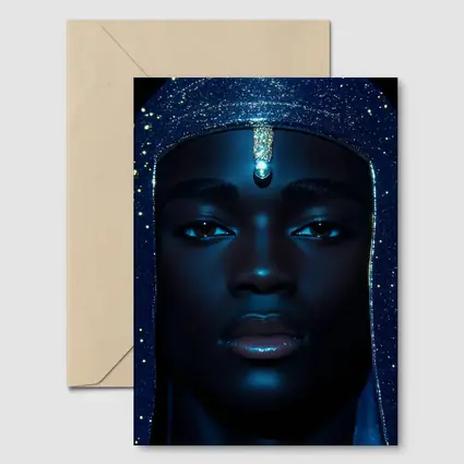 Celestial Portrait Blue Glitter Night Sky