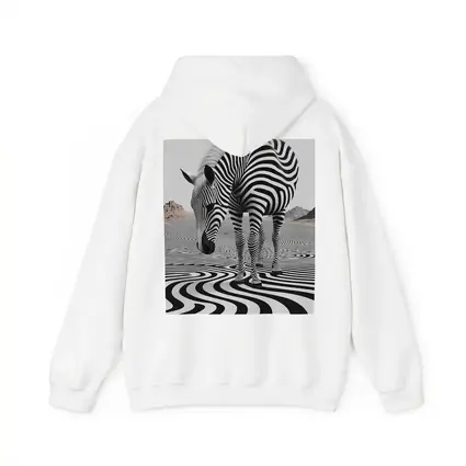 Zebra Standing on Wavy Black White Pattern
