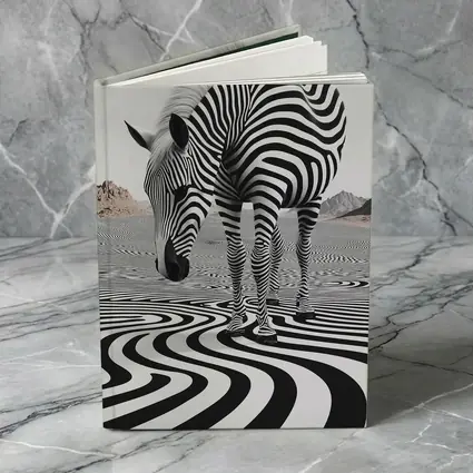 Zebra Standing on Wavy Black White Pattern