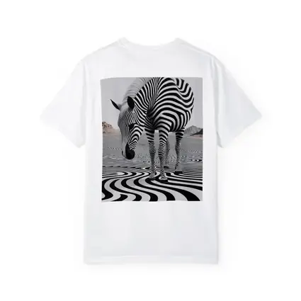 Zebra Standing on Wavy Black White Pattern