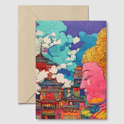 Buddha Head Asian Temple Pop Art