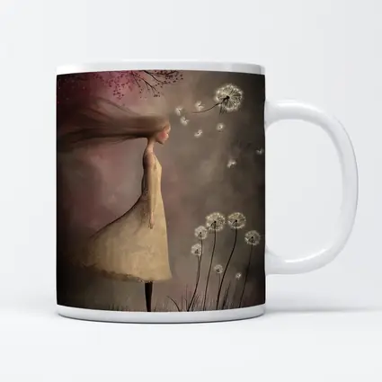 Girl Blowing Dandelion Seeds Fantasy Art