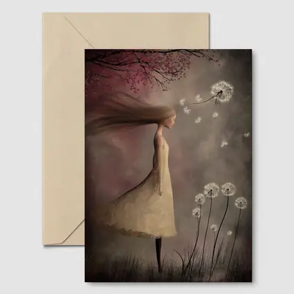 Girl Blowing Dandelion Seeds Fantasy Art