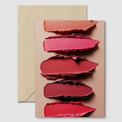 Lipstick Swatches Pink Red Tones Beige Background